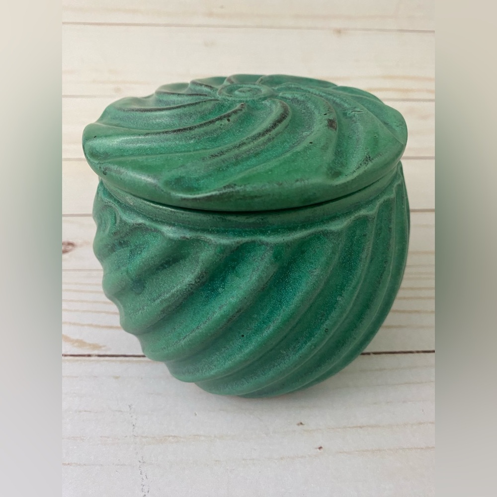 Parsley Pottery Studio Art Teal Swirl Lidded Jar Bowl Cincinnati Ohio